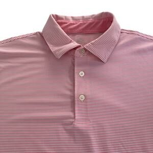 Southern Tide Polo Shirt Mens Large Pink Stripe Brrr Performance Golf